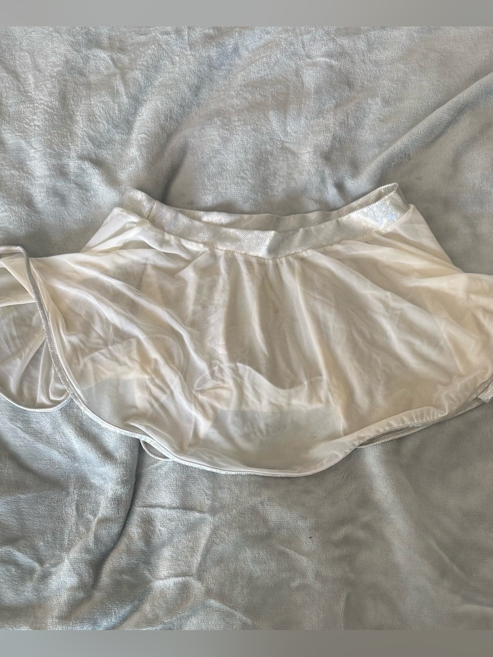 Mesh white mini rave skirt